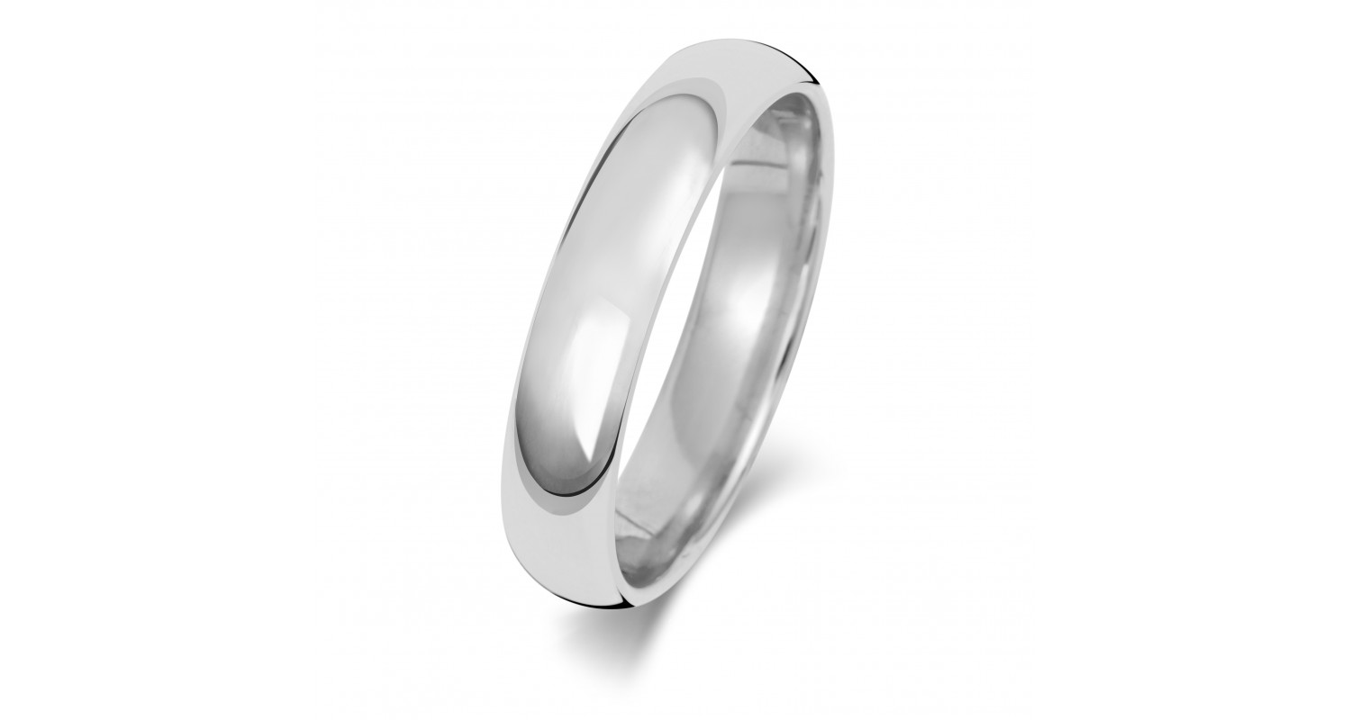 9ct White Gold Court 4mm Heavyweight Band